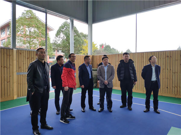 李局长一行查看体育场馆,观摩排球训练.jpg