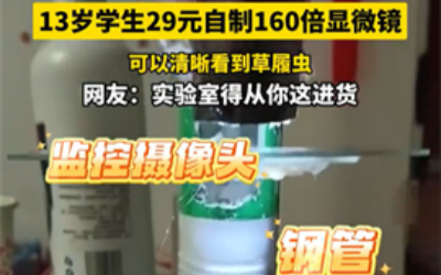 初中生花29元自制160倍显微镜