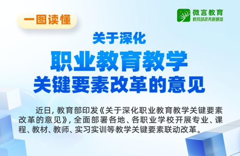 教育部发文，5大任务深化职业教育教学关键要素改革